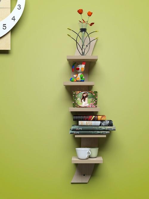 Mdf Floating Wall Shelf Rack Curve Shape 5 Tier - 14894246 - Very Small Image - 1