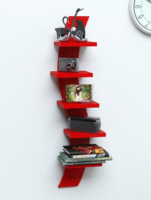 Mdf Floating Wall Shelf Rack Curve Shape 5 Tier - 14894250 - Standard Image - 1