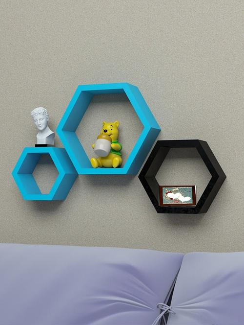Home Deco Hexagon Shape Storage Wall Shelves Set Of 3 - 14894259 - Standard Image - 1