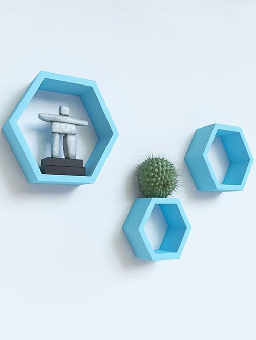 Home Deco Hexagon Shape Storage Wall Shelves Set Of 3 - 14894263 - Standard Image - 1