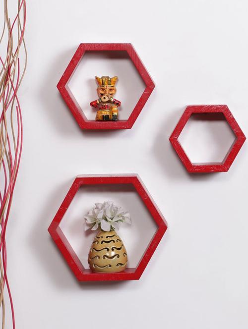 Home Deco Hexagon Shape Storage Wall Shelves Set Of 3 - 14894268 - Standard Image - 1