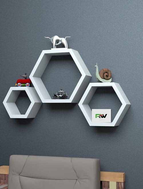 Home Deco Hexagon Shape Storage Wall Shelves Set Of 3 - 14894270 - Standard Image - 1
