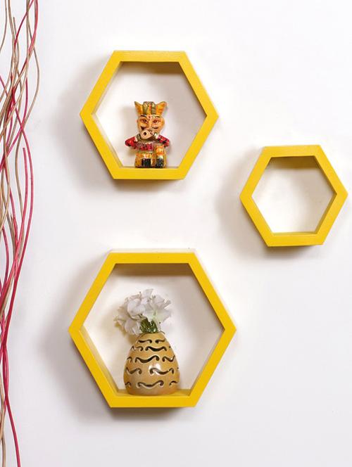 Home Deco Hexagon Shape Storage Wall Shelves Set Of 3 - 14894271 - Standard Image - 1