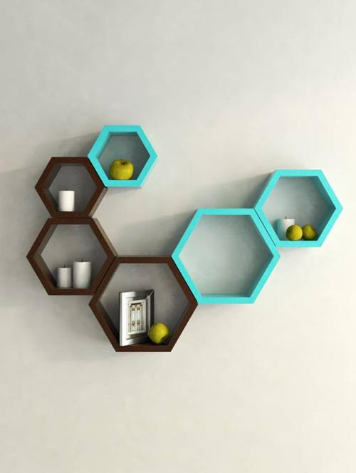 Home Deco Hexagon Shape Storage Wall Shelves Set Of 6 - 14894276 - Standard Image - 1