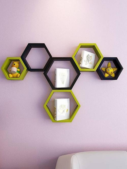 Home Deco Hexagon Shape Storage Wall Shelves Set Of 6 - 14894280 - Standard Image - 1