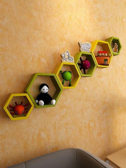 Home Deco Hexagon Shape Storage Wall Shelves Set Of 6 - 14894283 - Standard Image - 1