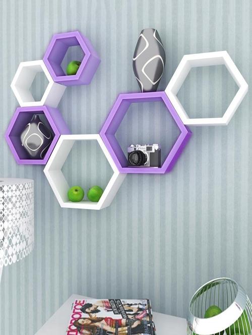 Home Deco Hexagon Shape Storage Wall Shelves Set Of 6 - 14894290 - Standard Image - 1