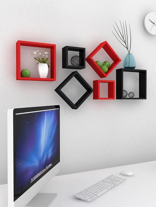 Wooden Nesting Square Wall Shelf Set of 6 - 14894313 - Standard Image - 1
