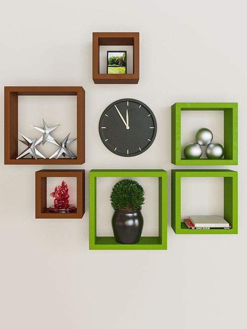 Wooden Nesting Square Wall Shelf Set of 6 - 14894314 - Standard Image - 1