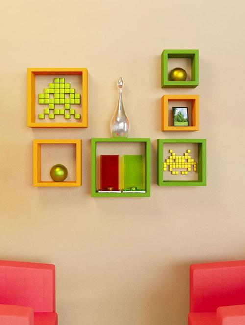 Wooden Nesting Square Wall Shelf Set of 6 - 14894316 - Standard Image - 1