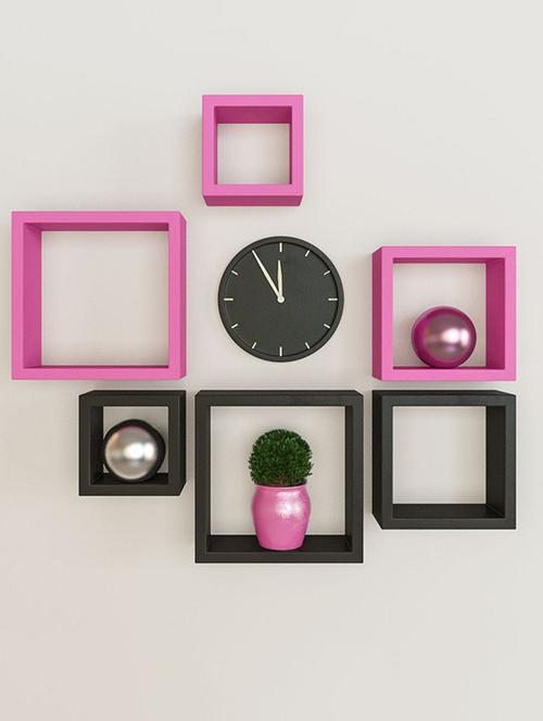 Wooden Nesting Square Wall Shelf Set of 6 - 14894319 - Standard Image - 1