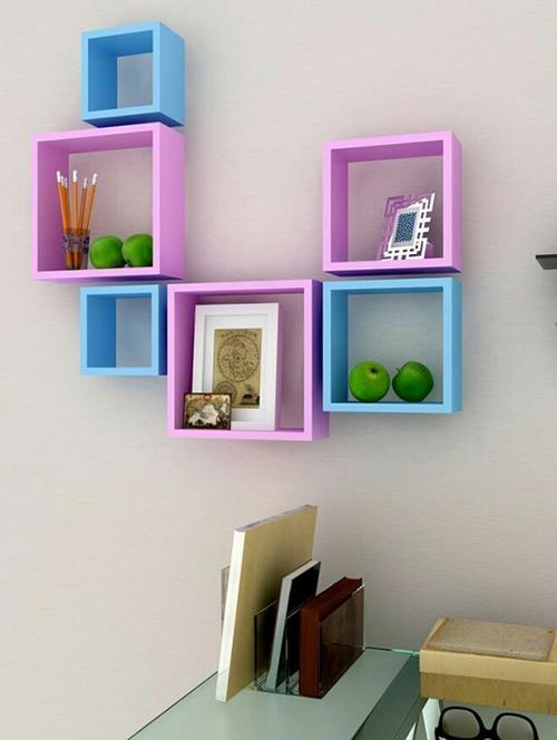 Wooden Nesting Square Wall Shelf Set of 6 - 14894320 - Standard Image - 1