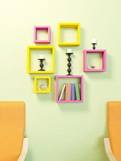 Wooden Nesting Square Wall Shelf Set of 6 - 14894321 - Standard Image - 1