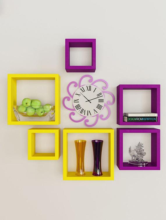 Wooden Nesting Square Wall Shelf Set of 6 - 14894322 - Zoom Image - 1