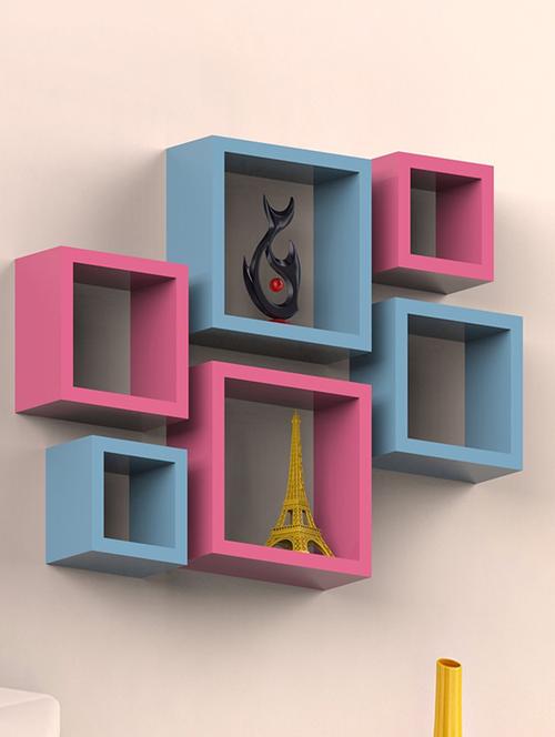 Wooden Nesting Square Wall Shelf Set of 6 - 14894323 - Standard Image - 1