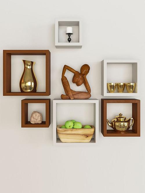 Wooden Nesting Square Wall Shelf Set of 6 - 14894324 - Standard Image - 1