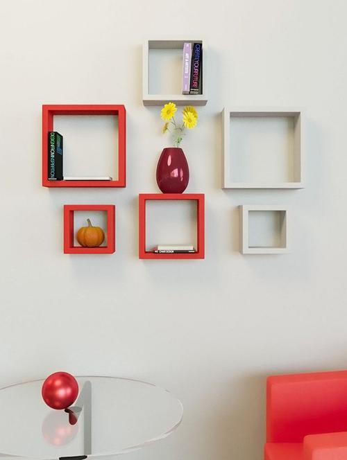 Wooden Nesting Square Wall Shelf Set of 6 - 14894326 - Standard Image - 1