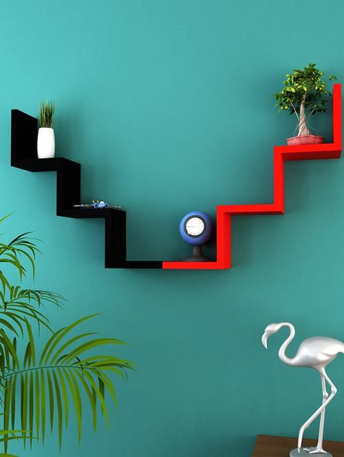 W Shaped Zigzag Floating Wall Shelf - 14894331 - Very Small Image - 1