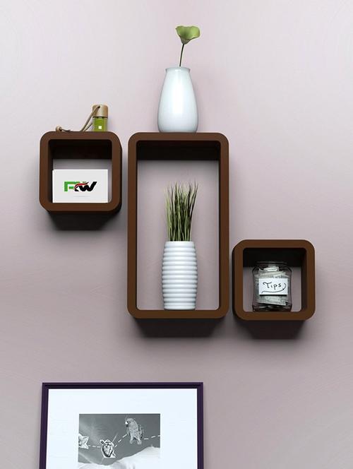 Decor Home Wall Shelf Set Of 2 Cube & 1 Rectangle Wall Rack Shelves - 14894336 - Standard Image - 1