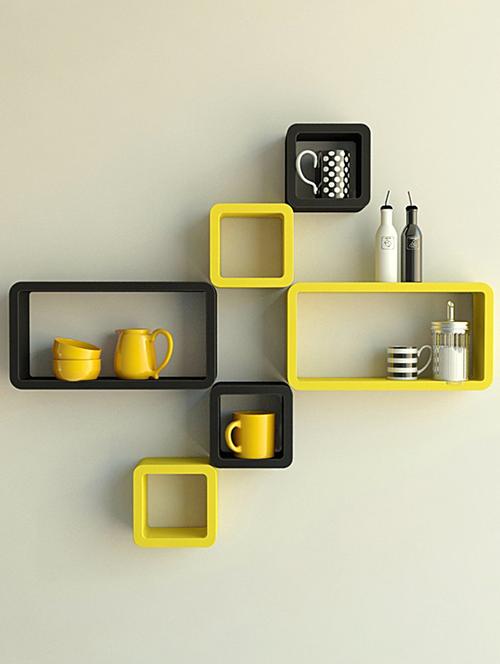 Decor Wall Rack Shelves Cube Rectangle Designer Wall Shelf Set Of 6 - 14894345 - Standard Image - 1