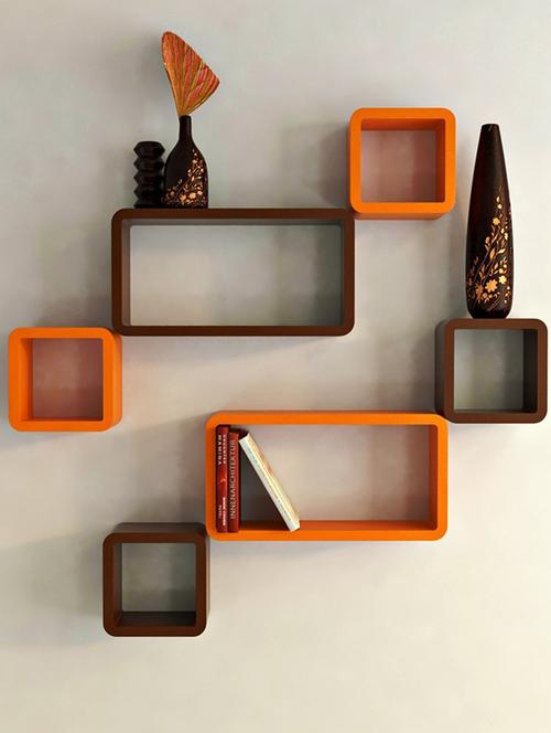 Decor Wall Rack Shelves Cube Rectangle Designer Wall Shelf Set Of 6 - 14894346 - Standard Image - 1