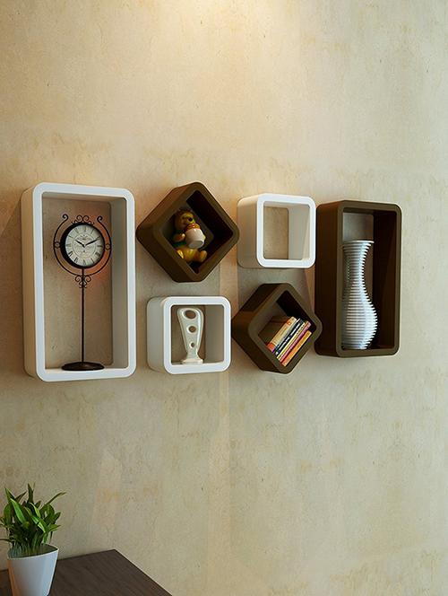 Decor Wall Rack Shelves Cube Rectangle Designer Wall Shelf Set Of 6 - 14894347 - Standard Image - 1