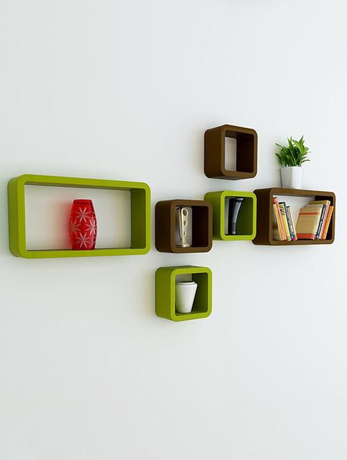 Decor Wall Rack Shelves Cube Rectangle Designer Wall Shelf Set Of 6 - 14894350 - Standard Image - 1