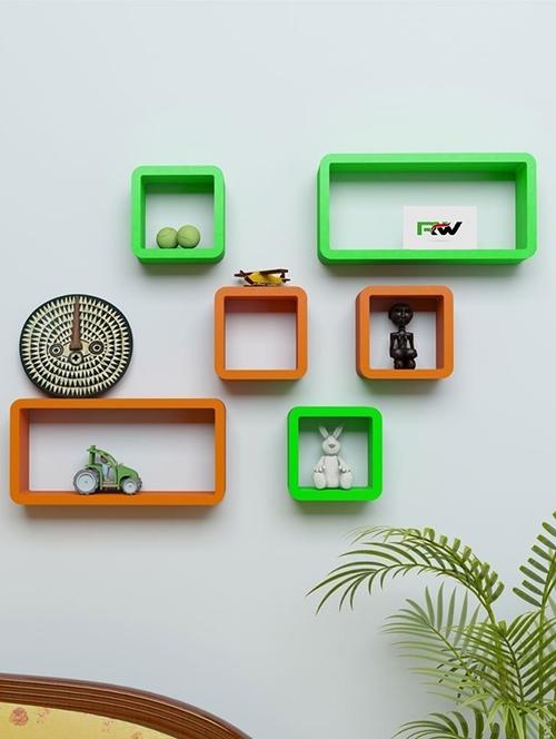 Decor Wall Rack Shelves Cube Rectangle Designer Wall Shelf Set Of 6 - 14894351 - Standard Image - 1