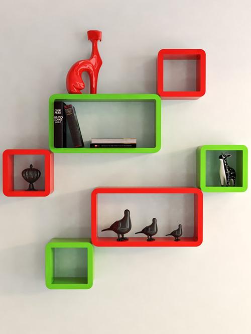Decor Wall Rack Shelves Cube Rectangle Designer Wall Shelf Set Of 6 - 14894353 - Standard Image - 1
