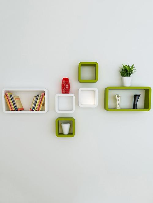Decor Wall Rack Shelves Cube Rectangle Designer Wall Shelf Set Of 6 - 14894354 - Standard Image - 1