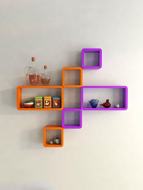 Decor Wall Rack Shelves Cube Rectangle Designer Wall Shelf Set Of 6 - 14894357 - Standard Image - 1