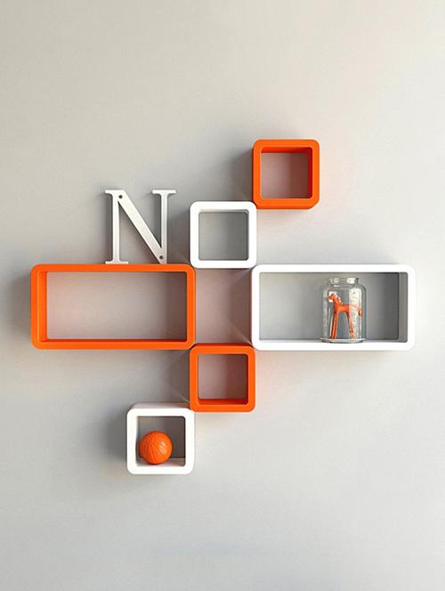 Decor Wall Rack Shelves Cube Rectangle Designer Wall Shelf Set Of 6 - 14894358 - Standard Image - 1