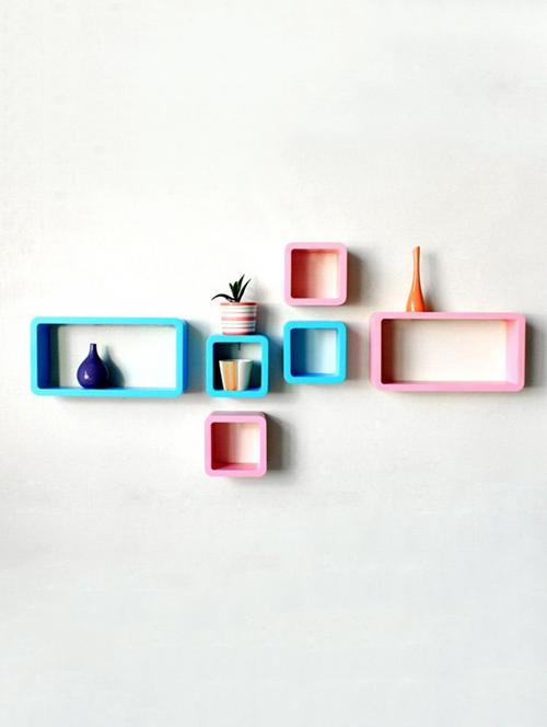 Decor Wall Rack Shelves Cube Rectangle Designer Wall Shelf Set Of 6 - 14894359 - Standard Image - 1
