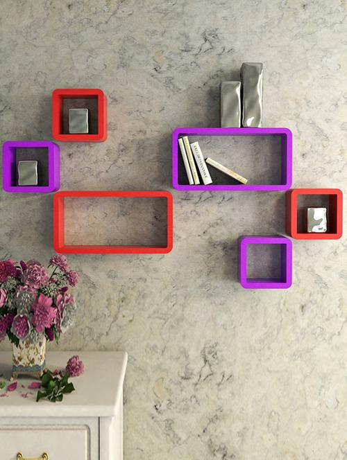 Decor Wall Rack Shelves Cube Rectangle Designer Wall Shelf Set Of 6 - 14894362 - Standard Image - 1
