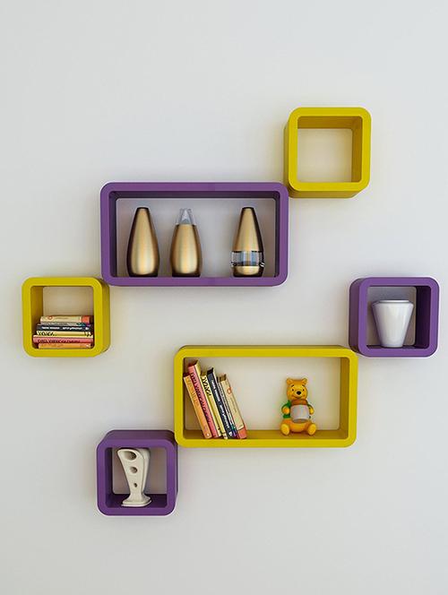 Decor Wall Rack Shelves Cube Rectangle Designer Wall Shelf Set Of 6 - 14894363 - Standard Image - 1