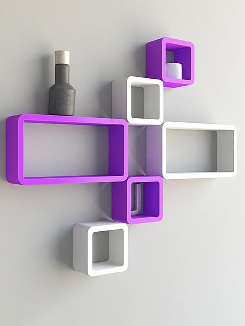 Decor Wall Rack Shelves Cube Rectangle Designer Wall Shelf Set Of 6 - 14894367 - Standard Image - 1