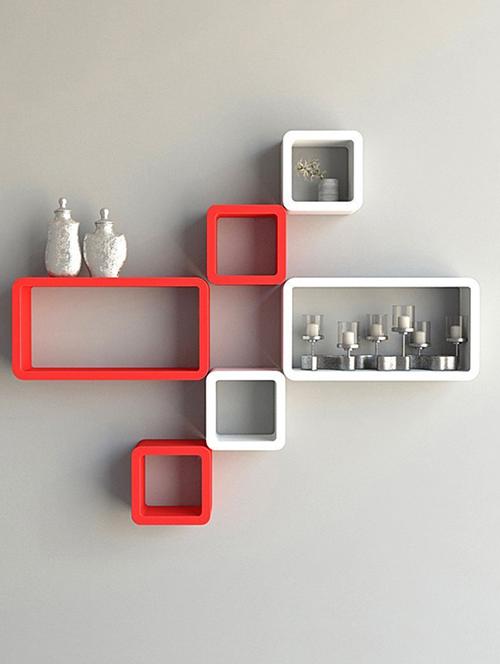 Decor Wall Rack Shelves Cube Rectangle Designer Wall Shelf Set Of 6 - 14894368 - Standard Image - 1