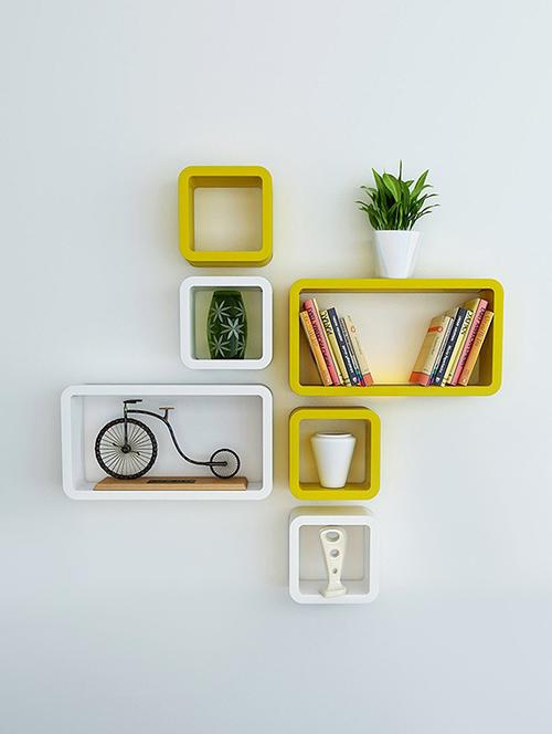 Decor Wall Rack Shelves Cube Rectangle Designer Wall Shelf Set Of 6 - 14894369 - Standard Image - 1