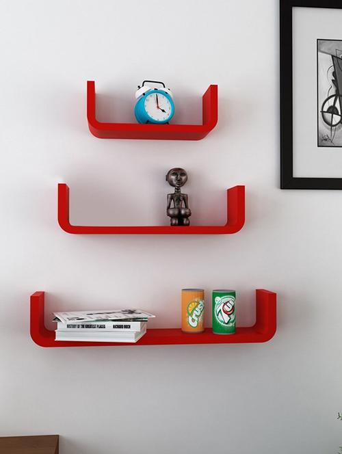 Set of 3 U Shape Wall Shelves - 14894385 - Standard Image - 1