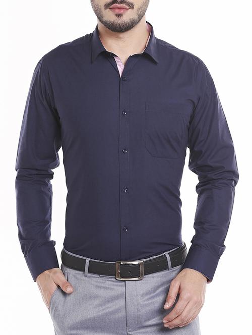 navy blue cotton formal shirt - 14894397 - Very Small Image - 1