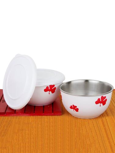 Micro Stainless Steel Plastic Coated Container Set (White, Pack of 2) - 14894413 - Very Small Image - 1