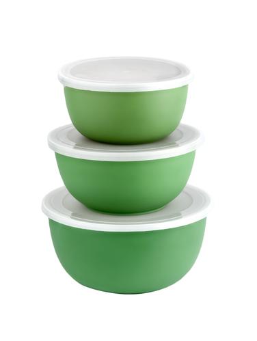 Micro Stainless Steel Plastic Coated Container Set (Pack of 3) - 14894429 - Very Small Image - 1