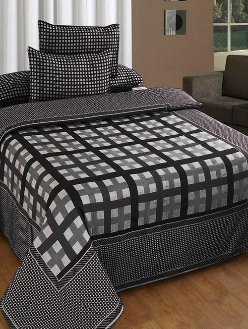 COTTON REVERSIBLE DOUBLE BEDSHEET WITH 2 PILLOW COVERS - 14894549 - Standard Image - 1