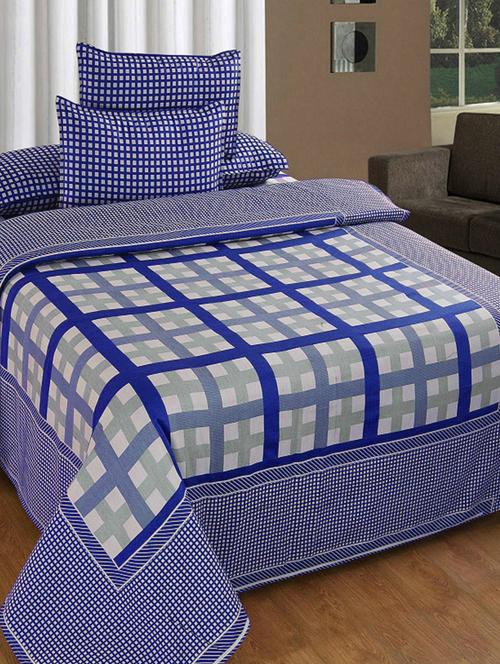 COTTON REVERSIBLE DOUBLE BEDSHEET WITH 2 PILLOW COVERS - 14894550 - Very Small Image - 1