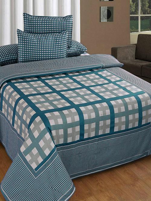 COTTON REVERSIBLE DOUBLE BEDSHEET WITH 2 PILLOW COVERS - 14894552 - Very Small Image - 1