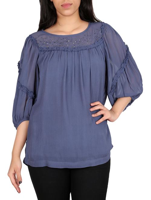 solid blue solid tunic - 14894702 - Very Small Image - 1