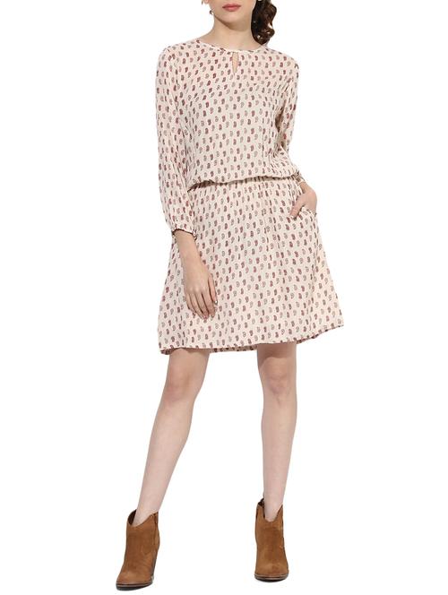 beige rayon blouson dress - 14894723 - Standard Image - 1