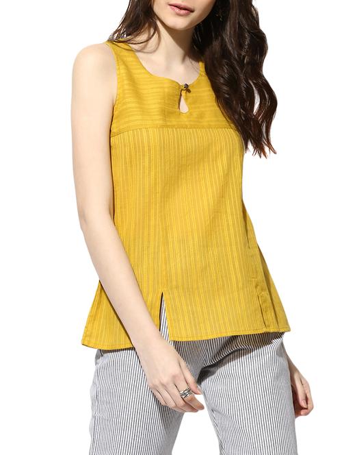 yellow cotton regular tunic - 14894734 - Standard Image - 1