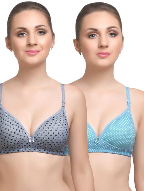 set of 2 multi colored cotton bra - 14894814 - Standard Image - 1