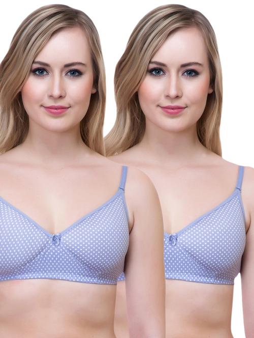 set of 2 blue printed cotton bra - 14894854 - Very Small Image - 1